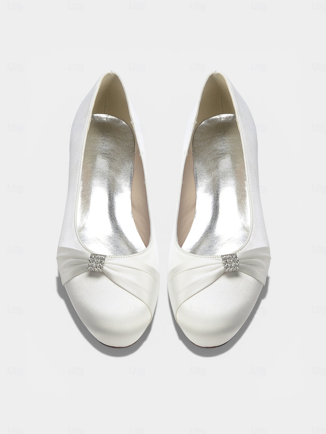 Women's Ivory Low Heel Comfort Flats, Soft Pleated Classic Bridal Shoes for Senior Brides Church Weddings 2026 - $54.99 –P3