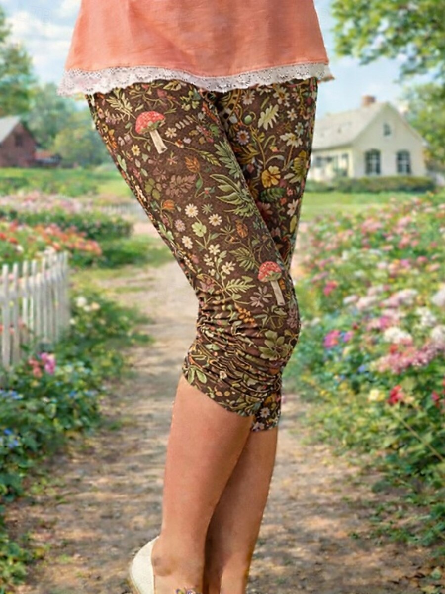 Damskie Getry Urlop Moda Moda miejska Capris Wysoka talia Kwiaty Graficzny Komfort Miękka Wygodny Elastyczny Codzienny Na zewnątrz Urlop Niebieski Brązowy Zielony Lato Wiosna Jesień Opinający / a 2026 - $14.99 –P2