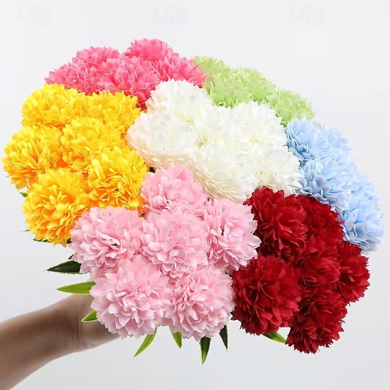 18 Bunches Multicolor Realistic Artificial Chrysanthemum Flowers - Maintenance-Free Faux Floral Arrangement Bouquet in White Red Pink Yellow Green-Gray - Suitable for Home Wedding Party Table Centerpiece 2026 - $16.99 –P5