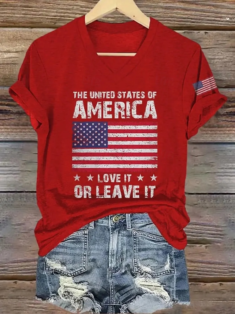 Ziua Independenței Americane Pentru femei Tricou Tee Top Steagul american Modă Clasic Casual Manșon scurt În V Topuri obișnuite Zilnic Ieșire Sfârșit de săptămână Albastru piscină Negru Roșu-aprins 2026 - $19.99 –P3