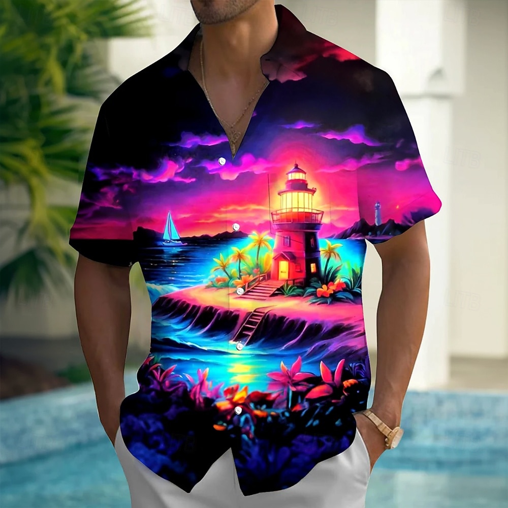 Voor heren Kokosnootboom Natuur & Landschappen Tropische planten Hawaiiaans overhemd Overhemd met knopen Aloha-shirt Korte mouw Hawaii Casual Vakantie Zomer Lente Strijkijzer 3D-afdrukken shirts met 2026 - $25.99 –P3