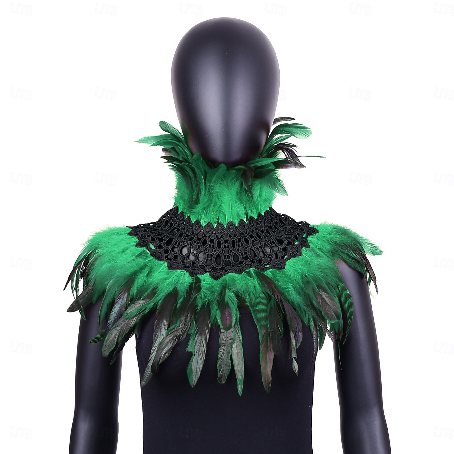 Karnival 2026 Rio Karnival Samba Tillbehör Kvinnors Tealfjäder Cape Sjalkappa med Svart Spets Choker Brasilien Festival Uppträdande Kostym 2026 - $20.99 –P5