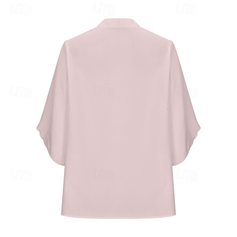 Dámské Košile Halenka Imitace bavlny a lnu Nabírané šaty Bez vzoru Vinobraní stylové Poloviční rukáv Do V Běžné topy Denní Dovolená Jdeme ven Černá Bílá Světlá růžová Trávová zelená Šedá Léto Jaro 2026 - $17.99 –P4