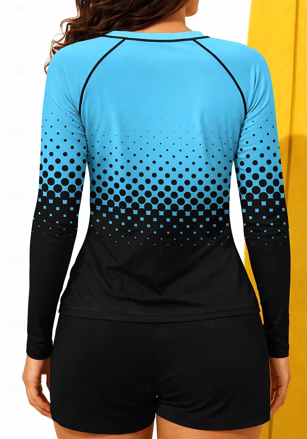 Mujer Medio Traje de baño Anti UV Camiseta Protección Solar Surf Trajes de baño tankini Geométrico Degradado Bloqueo de color 2 Piezas Acolchado extraíble Boyleg Protección solar UV UPF50+ Elástico 2026 - $31.99 –P2