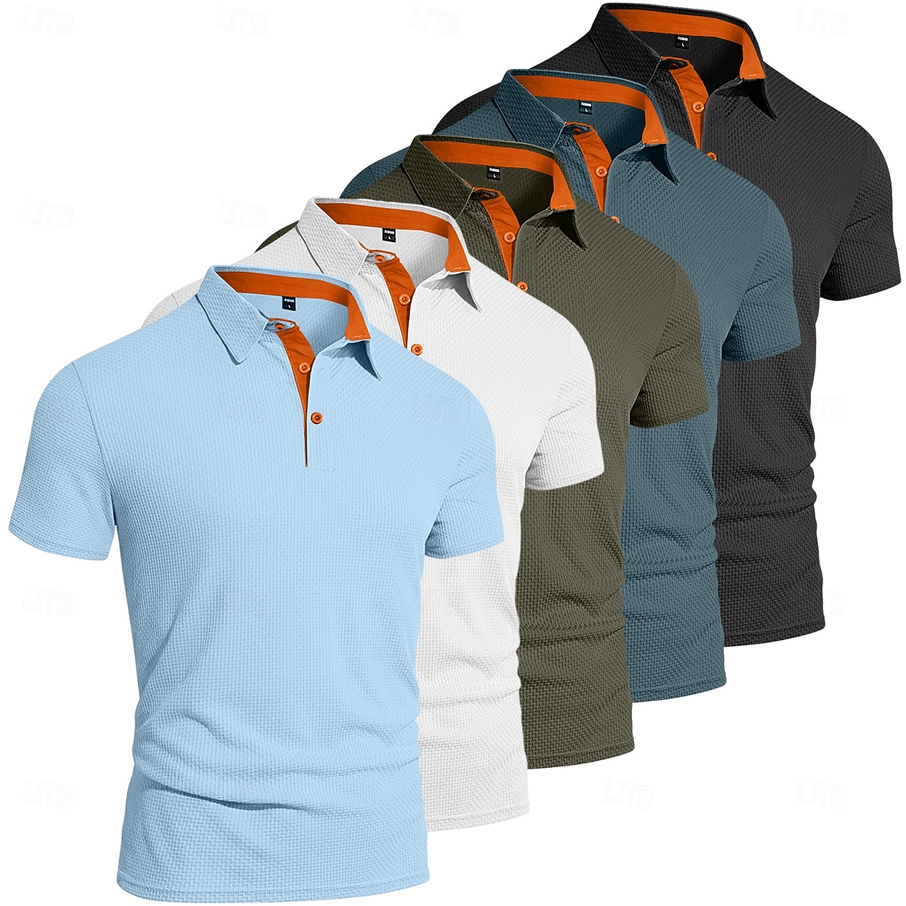 Homens Textura Polo Malha Waffle Casual O negócio Clássico Manga Curta Moda Moderno Côr Sólida Botões Verão Primavera Todas as Estações Normal Branco Textura de 2026 por $20.99 –P1