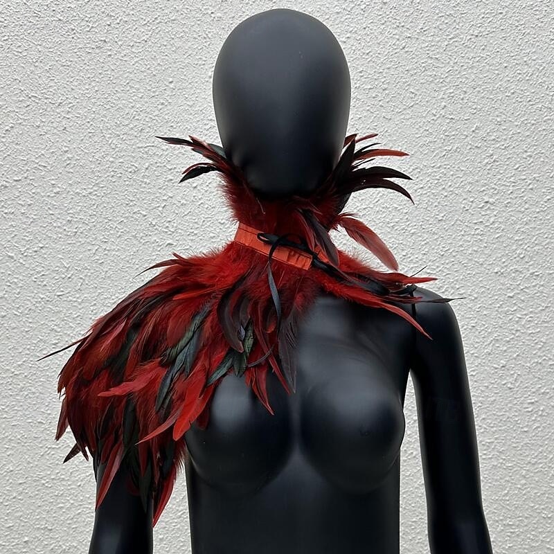 Accessori Samba Carnevale 2026 Rio Carnevale Mantello Stola Piume Bianche Donna con Collo Alto Costume per Festival in Brasile del 2026 a $18.99 –P6