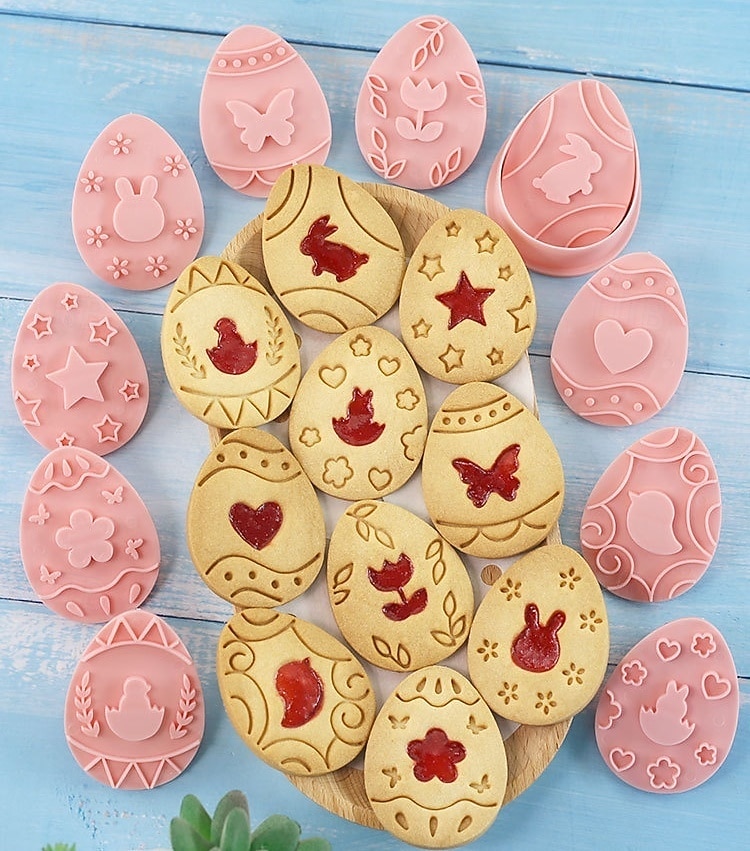 مجموعة قوالب تقطيع بسكويت عيد الفصح، ١٠ قطع من قوالب ضغط البسكويت، مجموعة قوالب تقطيع بسكويت بيض عيد الفصح مع مجموعة طوابع ضغط، أدوات مطبخ، طوابع بسكويت بلاستيكية 2026 - $9.99 –P3