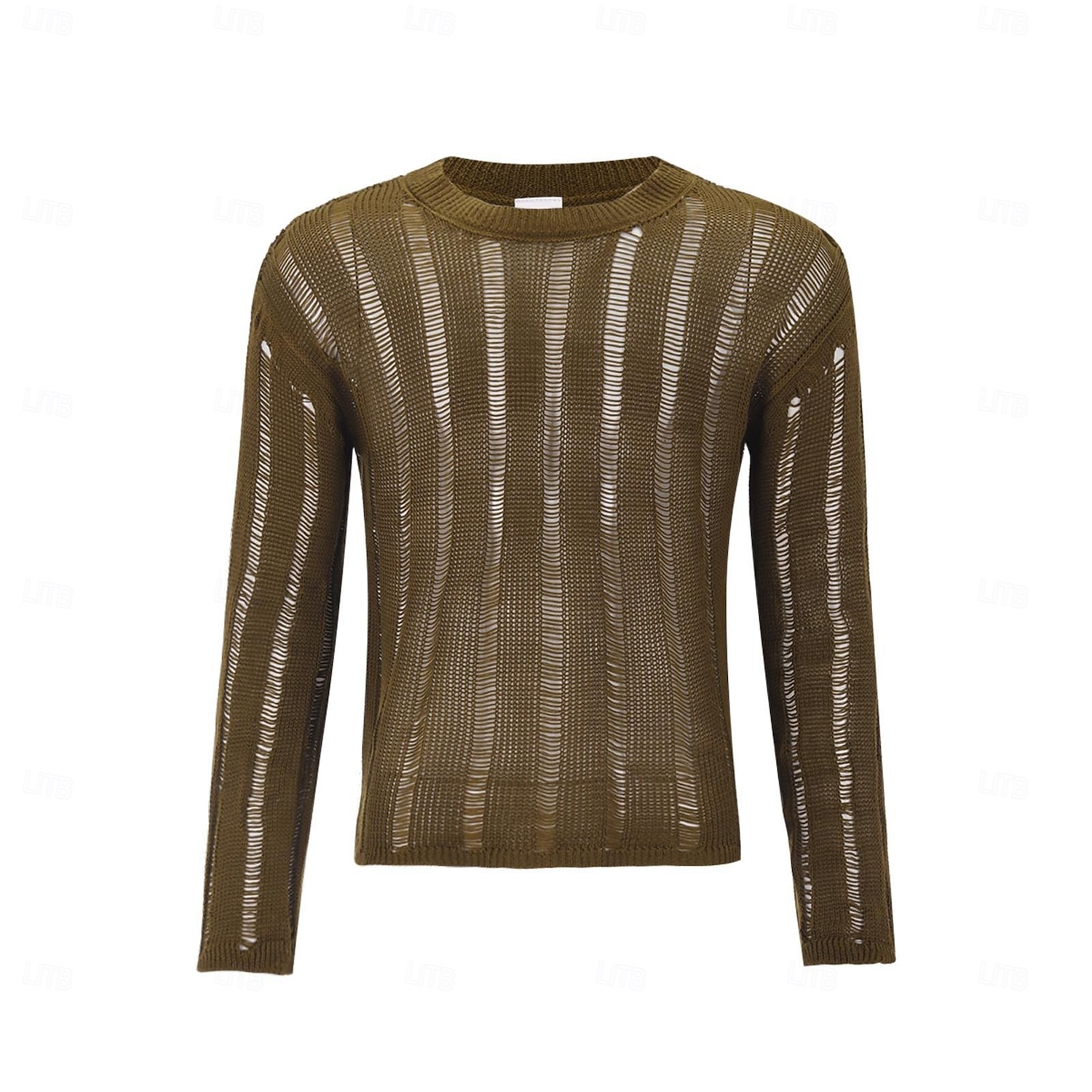 Men's Knit Tee Tee Top Long Sleeve Crew Neck Summer Solid Color Daily Casual Street Style Mesh Knitting Casual Outdoor Street Dark Brown Top Tee for Men 2026 - $26.99 –P4
