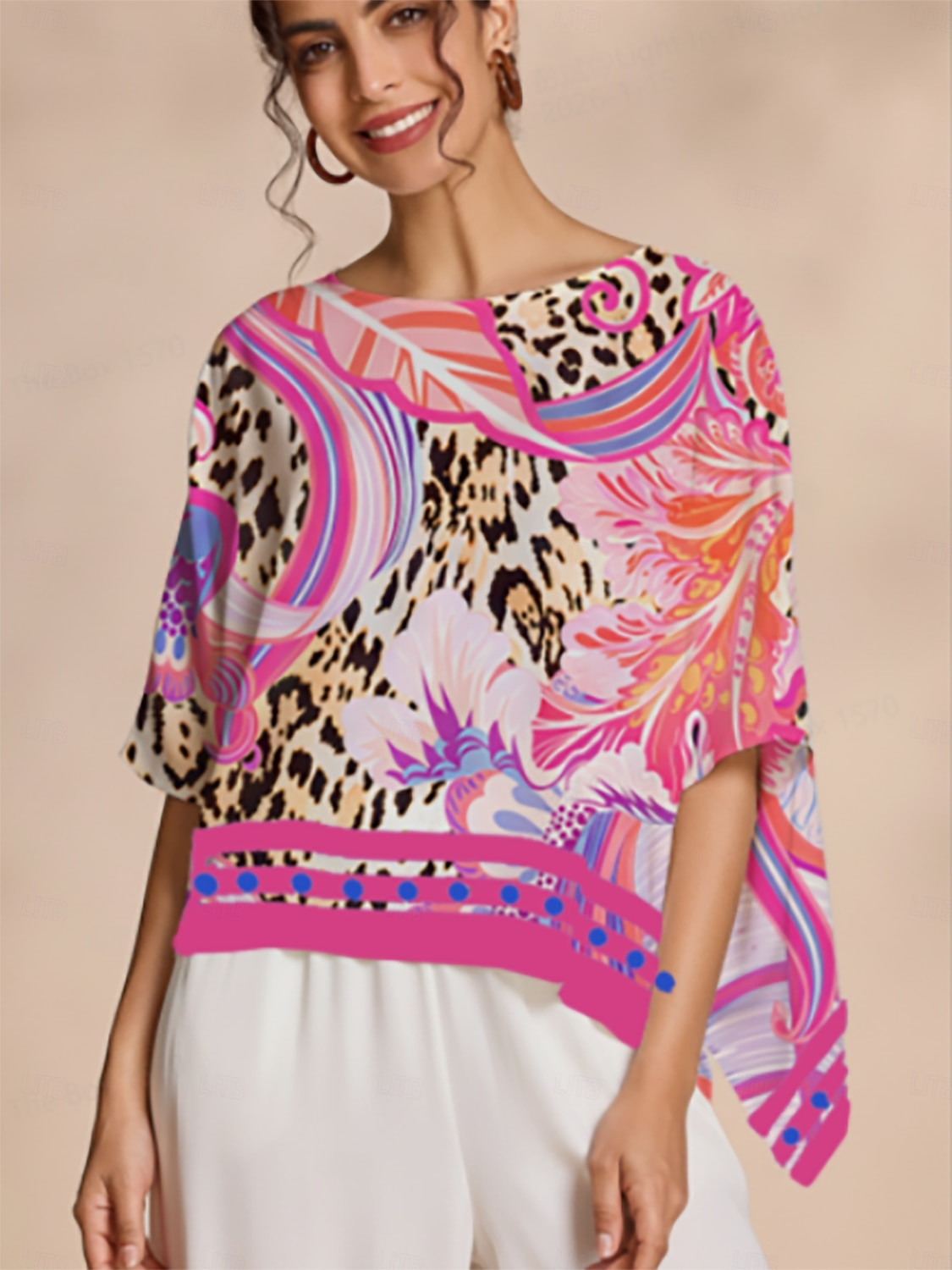 Hedvábný saténový top s růžovým paisley vzorem od Blush&Beast 2026 - $56.99 –P1