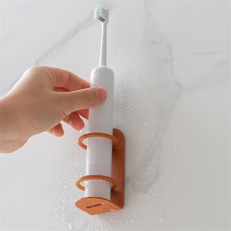 Conjunto de 2 porta-escovas de dentes de parede, organizador de chuveiro sem furos com espaço para lâmina de barbear, design ergonômico durável, acessório de banheiro que economiza espaço para casa e de 2026 por $16.49 –P7