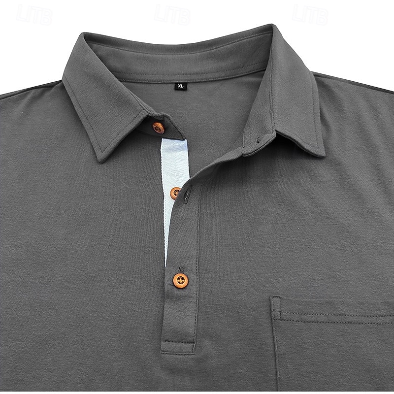 Herren Poloshirts Golf Poloshirts Lässig Arbeit Klassisch Langarm Farbblock Knöpfe Sommer Frühling Frühling & Herbst Normale Passform Blau Schwarz Wein Purpur Armeegrün Kaffee Poloshirts 2026 - $27.99 –P5