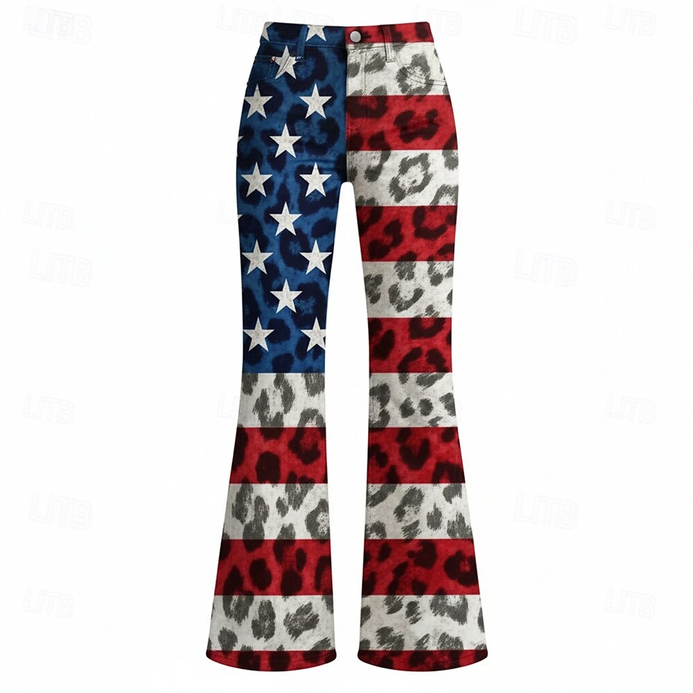 250º Aniversario de EE. UU. Retro Antiguo Años 70 Pantalones Los pantalones de campana Hippie Disco Alta cintura Disfraz Mujer Mascarada 4 de julio Fiesta Día de la Independencia Adulto Pantalones 2026 - $32.99 –P4