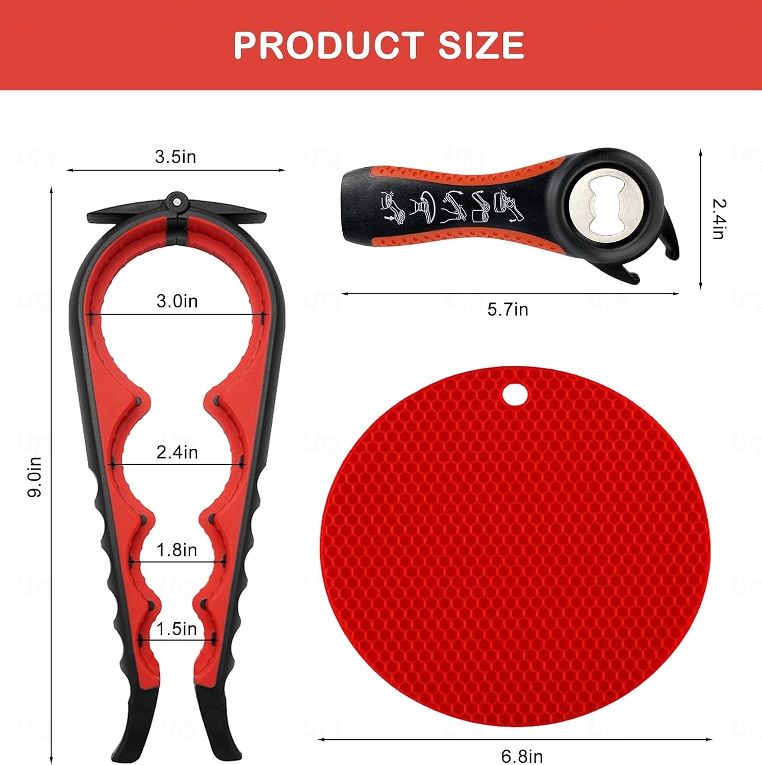 Deschizător de borcane pentru mâini slăbite, seniori cu artrită, deschizător de sticle multifuncțional 5 în 1, deschizător de capac pentru mâini artritice cu mâner antiderapant din cauciuc pentru 2026 - $13.99 –P4