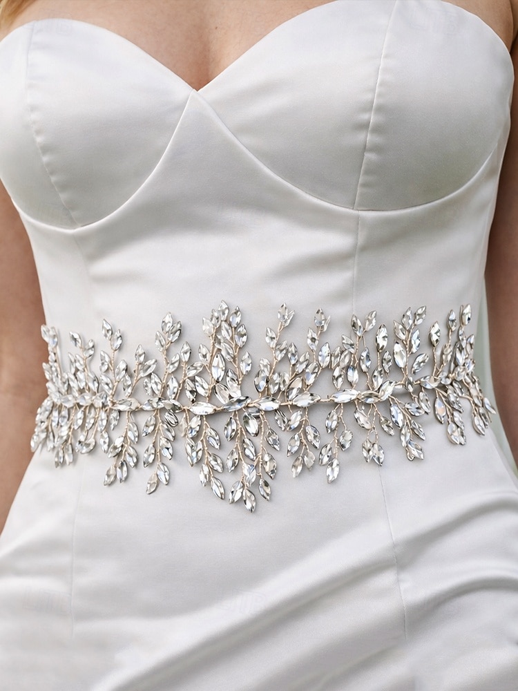 Cintura da donna con zirconi e cristalli in poliestere – vari colori, design elegante – perfetta per matrimoni ed eventi serali del 2026 a $18.99 –P2