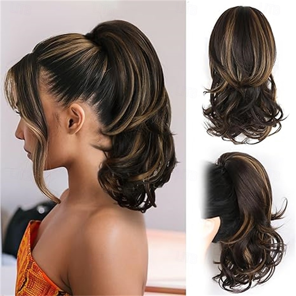 Aplique de rabo de cavalo feminino - extensão de rabo de cavalo cacheado de 35 cm, extensões de cabelo com rabo de cavalo ondulado, aplique de cabelo sintético, apliques de cabelo natural para de 2026 por $14.99 –P5