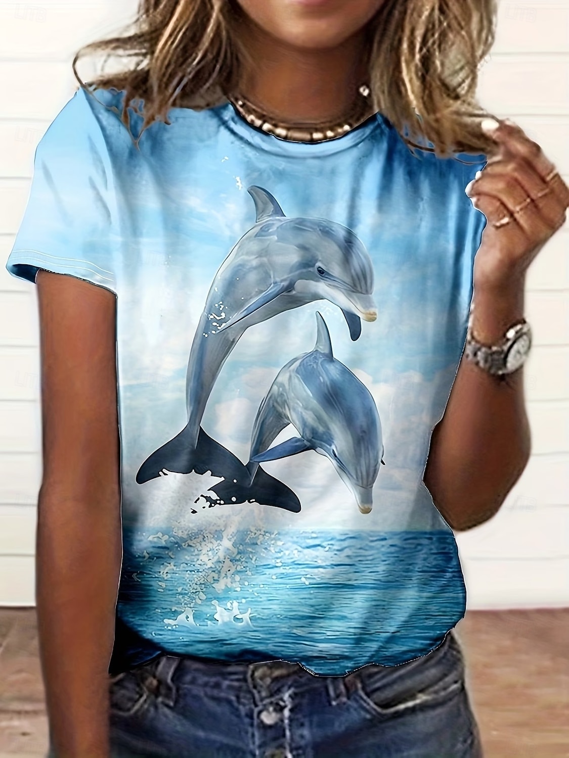 Per donna Maglietta Stampato Grafico Animale Vintage Elegante Classico Manica Corta Girocollo Top Regolari Quotidiano Weekend Blu Blu Reale Azzurro cielo Marrone Estate Primavera Autunno Inverno del 2026 a $22.99 –P1