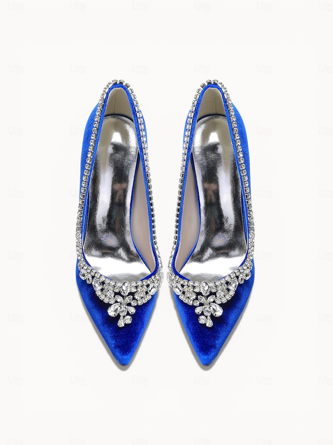 Damskie szmaragdowo-zielone aksamitne szpilki z kryształkami, eleganckie buty z noskiem w szpic na wesele, ceremonię kościelną 2026 - $59.99 –P2