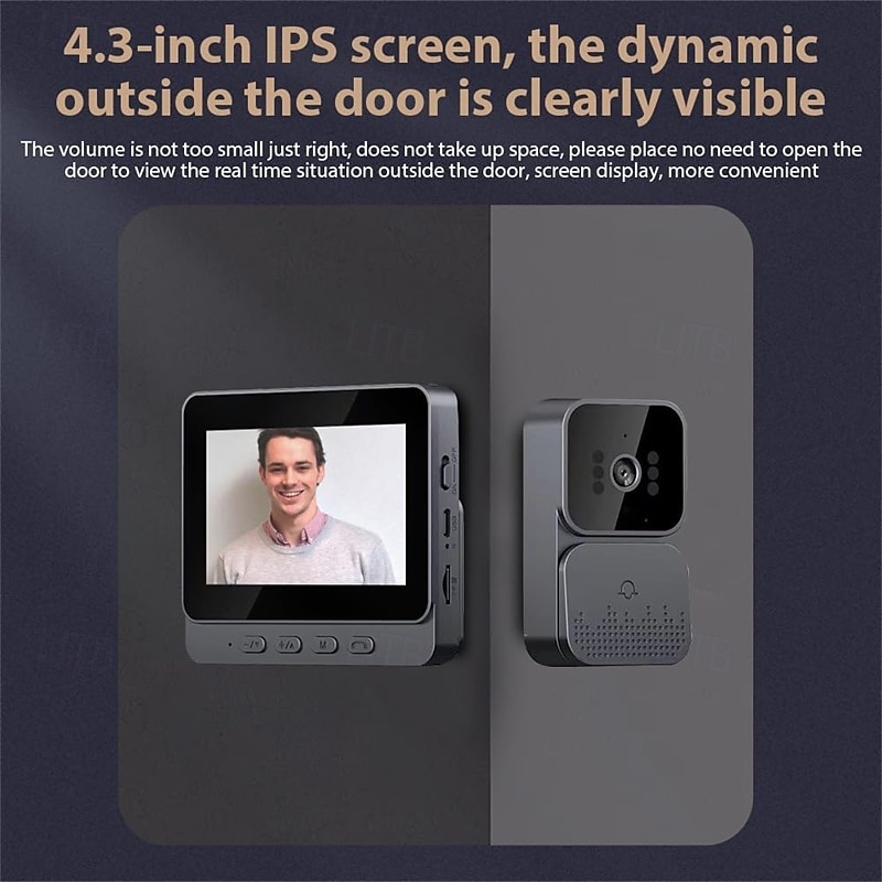 Wireless Visual Doorbell with Screen 4.3 Inch IPS Screen 2.4G Wireless Smart High-definition Video ing Intelnt Doorbell for Villa Home Office Apartment 2026 - $78.99 –P8
