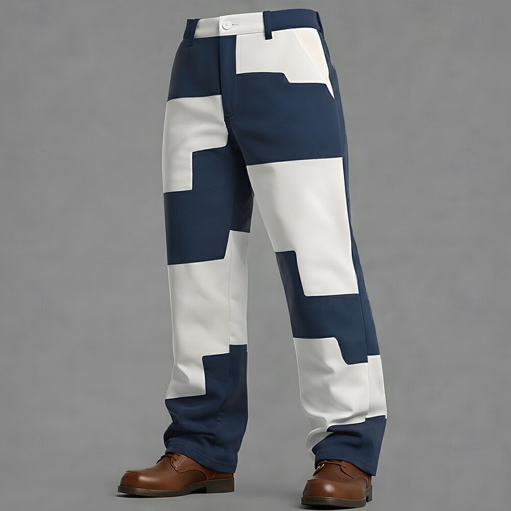 Herren Geometrisch Farbblock Abstrakt Hose Anzughose Mittlere Taille Lässig Outdoor Alltagskleidung Relaxed Fit Anzughose mit flacher Vorderseite und Seitentaschen Frühling Herbst 3D-Druck Braun Grün 2026 - $31.99 –P2