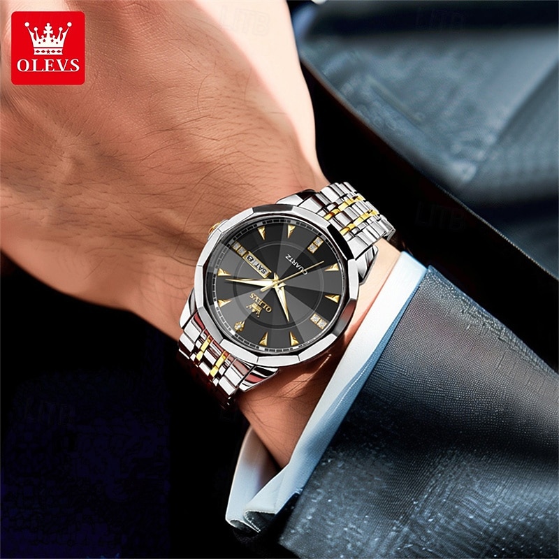 New Olevs Men'S Business Quartz Watch With Luminous Calendar, Week Display, Diamond-Set, Casual And Fashionable Water-Resistant Men'S Sports Watch 2026 - $39.99 –P14
