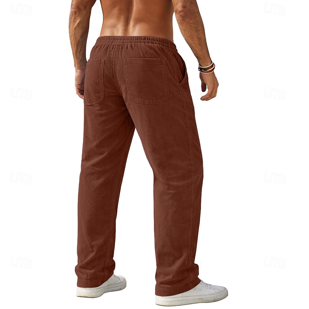 Herren Hose Cordhose Baggy-Hosen Freizeithose Kordelzug Gerader Schnitt Einfarbig Komfort Volle Länge Täglich Outdoor Streetwear Urlaub Mode Blau Schwarz Mikroelastisch 2026 - $22.99 –P5