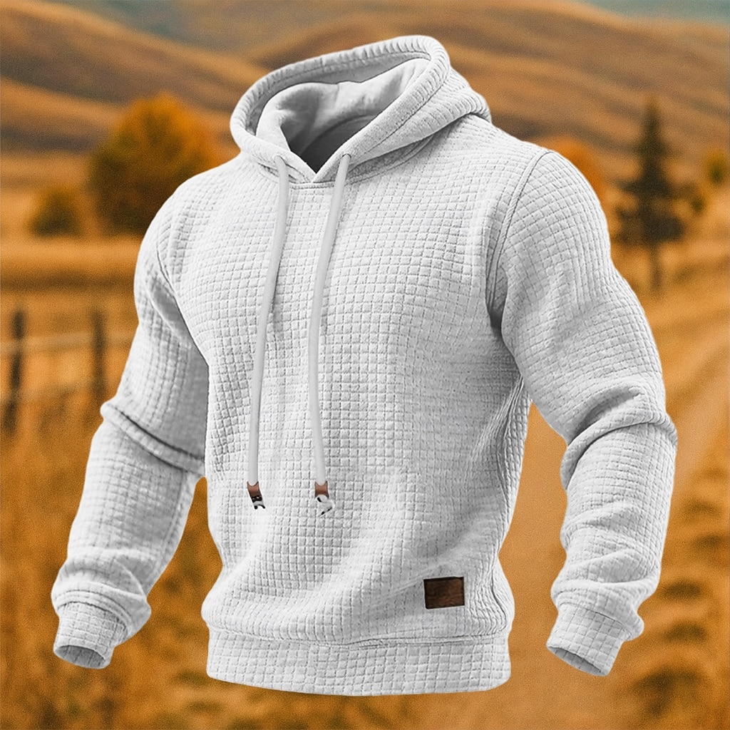 Herren Kapuzensweatshirt Waffle Kapuzensweatshirt Pullover Kapuzensweatshirt Aprikose Weinrot Schwarz Weiß Gelb Mit Kapuze Einfach Strukturiert Lässig Täglich Sport & Outdoor Streetwear Cool 2026 - $19.99 –P9
