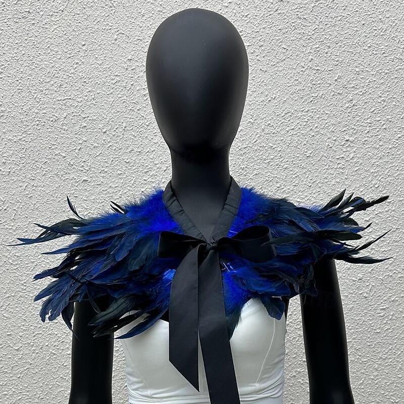 Carnival 2026 Rio Carnival Samba Accessories Women's Black Feather Cape Shawl with Satin Ribbon Tie Brazil Festival Performance Costume 2026 - $20.99 –P7