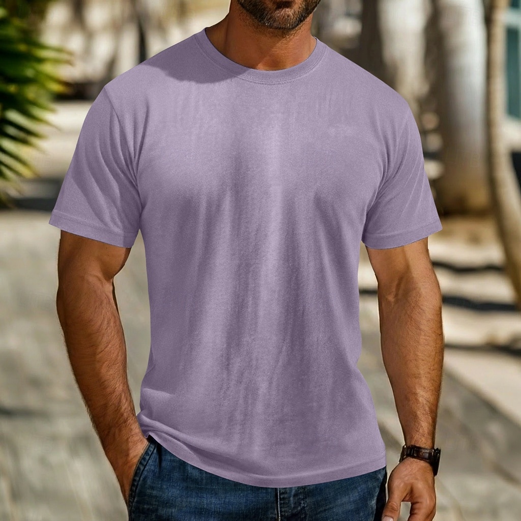 SoftFade™ Men's Cotton T Shirt Washed Shirt Tee Top Short Sleeve Crew Neck Summer Spring Solid Color Vintage Casual Distressed Vintage Style Garment Dyed Faded Casual Daily Street Blue Gray Purple 2026 - $20.99 –P1