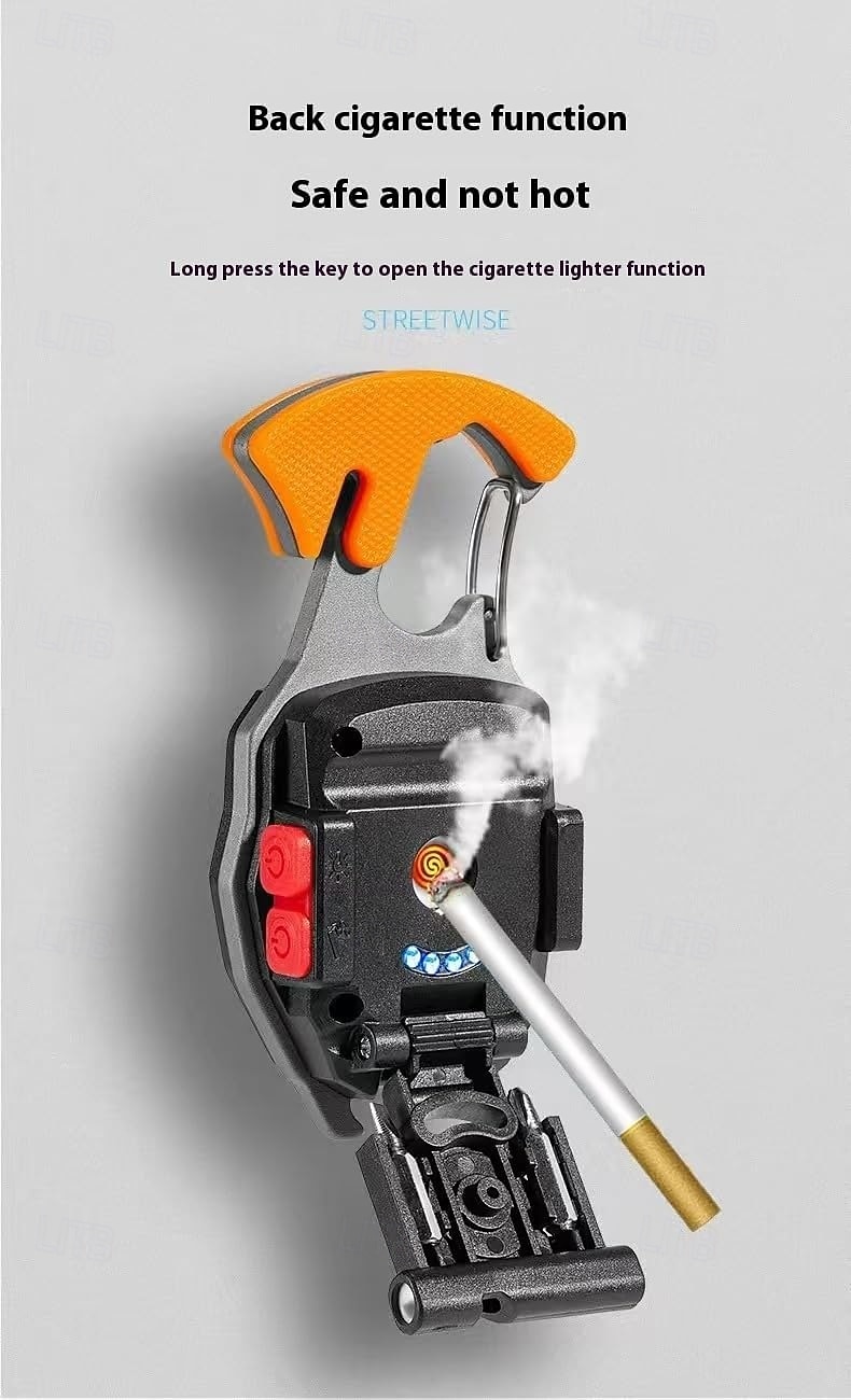 Multifunktionaler Schlüsselanhänger mit LED-Arbeitsleuchte, Zigarettenanzünder, USB-Ladeanschluss und verstecktem Schraubendreher – ein kompaktes Multifunktionswerkzeug, ideal für Campingausflüge. 2026 - $17.99 –P3