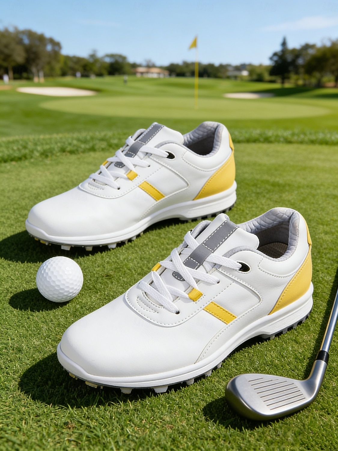 Women's Classic White / Yellow Lace-up Golf Shoes – Non-Slip Shock-Absorbing Athletic Sneakers for Lady Golf Players, Course Training, Weekend Matches, Country Club Style & Outdoor Walking 2026 - $64.99 –P3