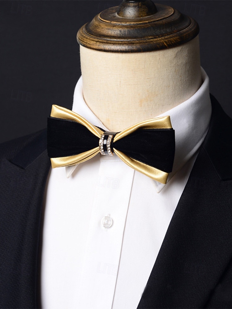 Pajarita de piel sintética para hombre: pajarita formal multicolor con detalle de diamantes de imitación, correa de cuello ajustable, estilo clásico y moderno para novios, bodas, San Valentín, fiestas y eventos formales. 2026 - $9.99 –P4