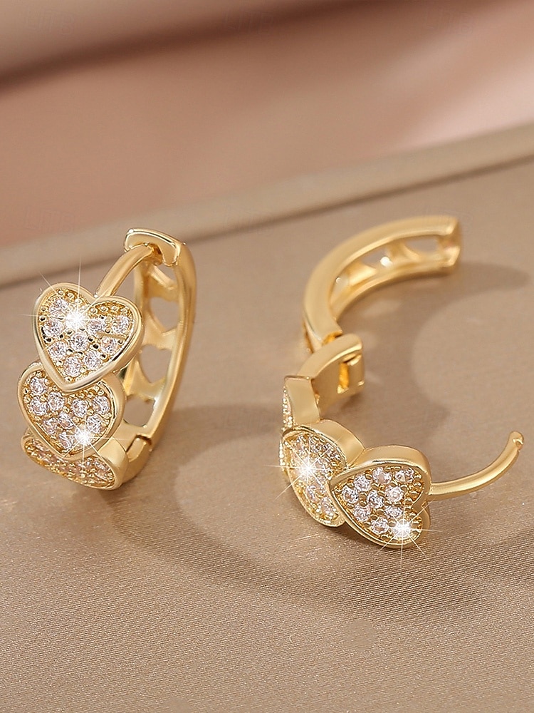 Dámské křišťálové náušnice ve tvaru srdce, pozlacená slitina, více barev, ideální na Valentýna, svatby i každodenní nošení 2026 - $11.99 –P9