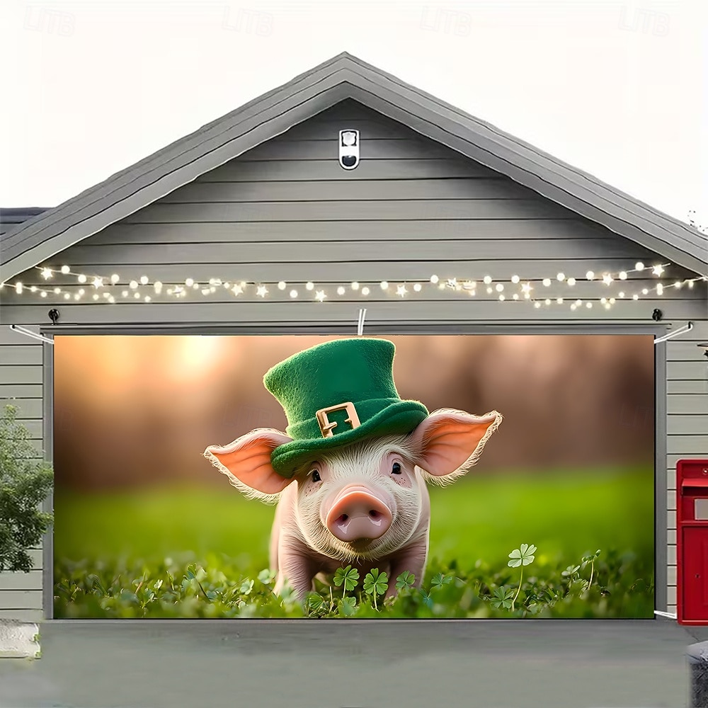 St. Patricks Day Tapisserie Garagentorabdeckung Großes Hängendes Elf Tier Niedlich 3D Party Outdoor Urlaub Hintergründe aufnehmen Yard Wohndeko 2026 - $49.99 –P5