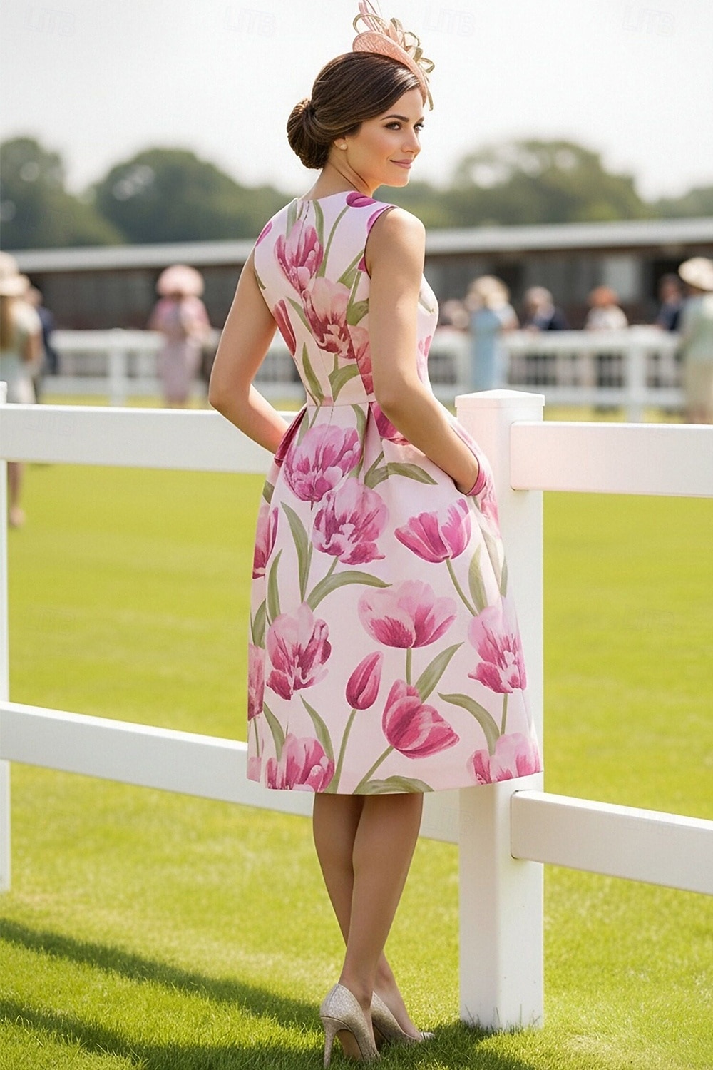 A-Line Knee Length Cocktail Dress Wedding Guest Dress Derby Dress Mother of the Bride Dress Sleeveless 3/4 Length Sleeve Crew Neck Elegant Vintage Formal Kentucky Derby Jacquard with Print 2026 - $172.99 –P3