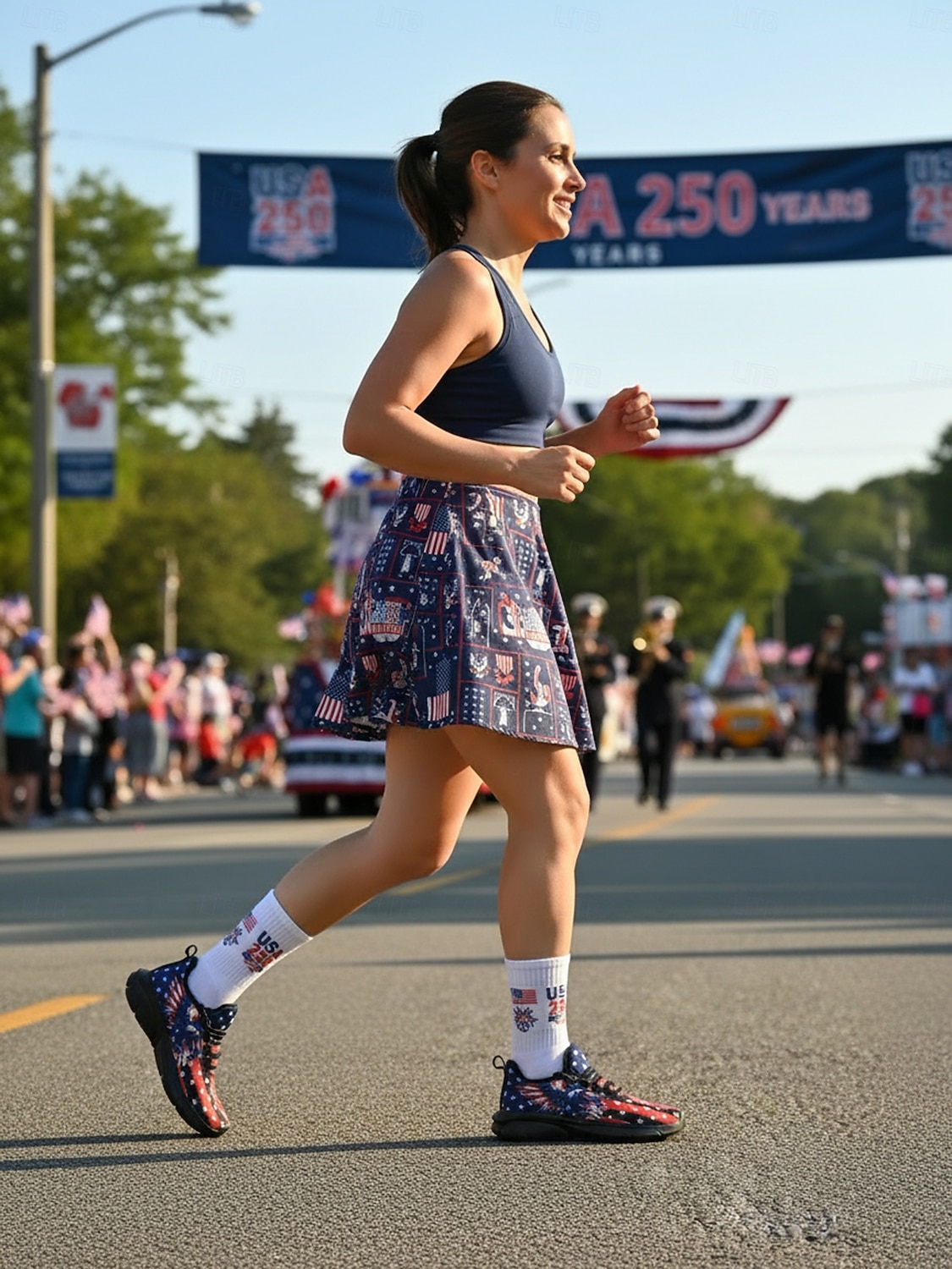 Statele Unite 250 de ani Aniversarea Pantofilor sport negri pentru femei cu imprimeu steagul SUA cu design cu vultur încălțăminte patriotică pentru Ziua Independenței parade festivaluri alergat și 2026 - $34.99 –P9