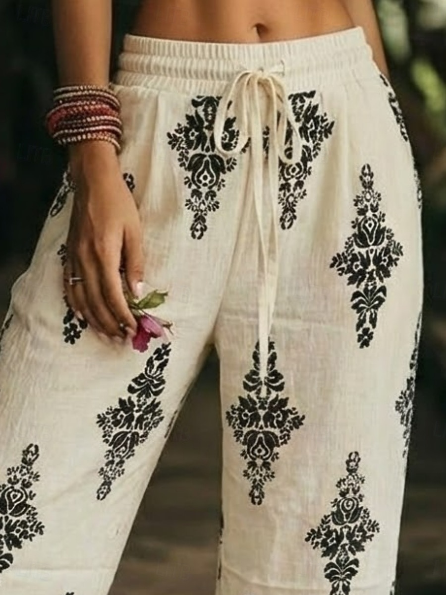 Per donna Gamba larga Pantaloni Vacanza Moda Boho Lunghezza intera Misura del girovita medio Grafico Geometrico Tasca Elastico in vita Stampato Comodo Traspirabilità Inelastico Quotidiano All'aperto del 2026 a $37.99 –P2
