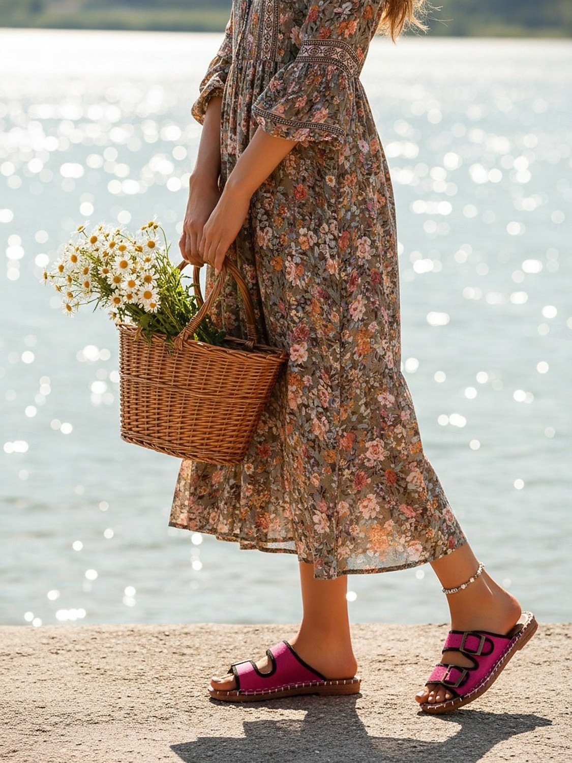 sandali da donna con fibbia rosa – sandali piatti aperti per donna, ideali per le uscite estive, i viaggi, l'abbigliamento da casa e le passeggiate quotidiane del 2026 a $19.99 –P5