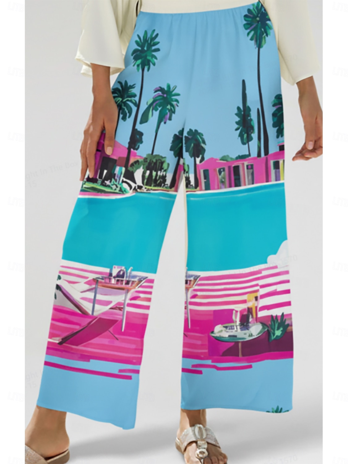 летние шелковые атласные брюки Santorini с широкими штанинами 2026 - $79.99 –P1