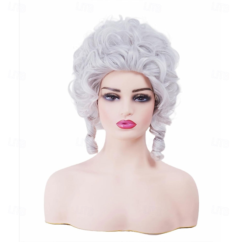 Винтажный короткий белый серебристый кудрявый парик-«улей» для женщин, подходящий для вечеринки на Хэллоуин или костюмированной вечеринки, косплея. 2026 - $19.99 –P4