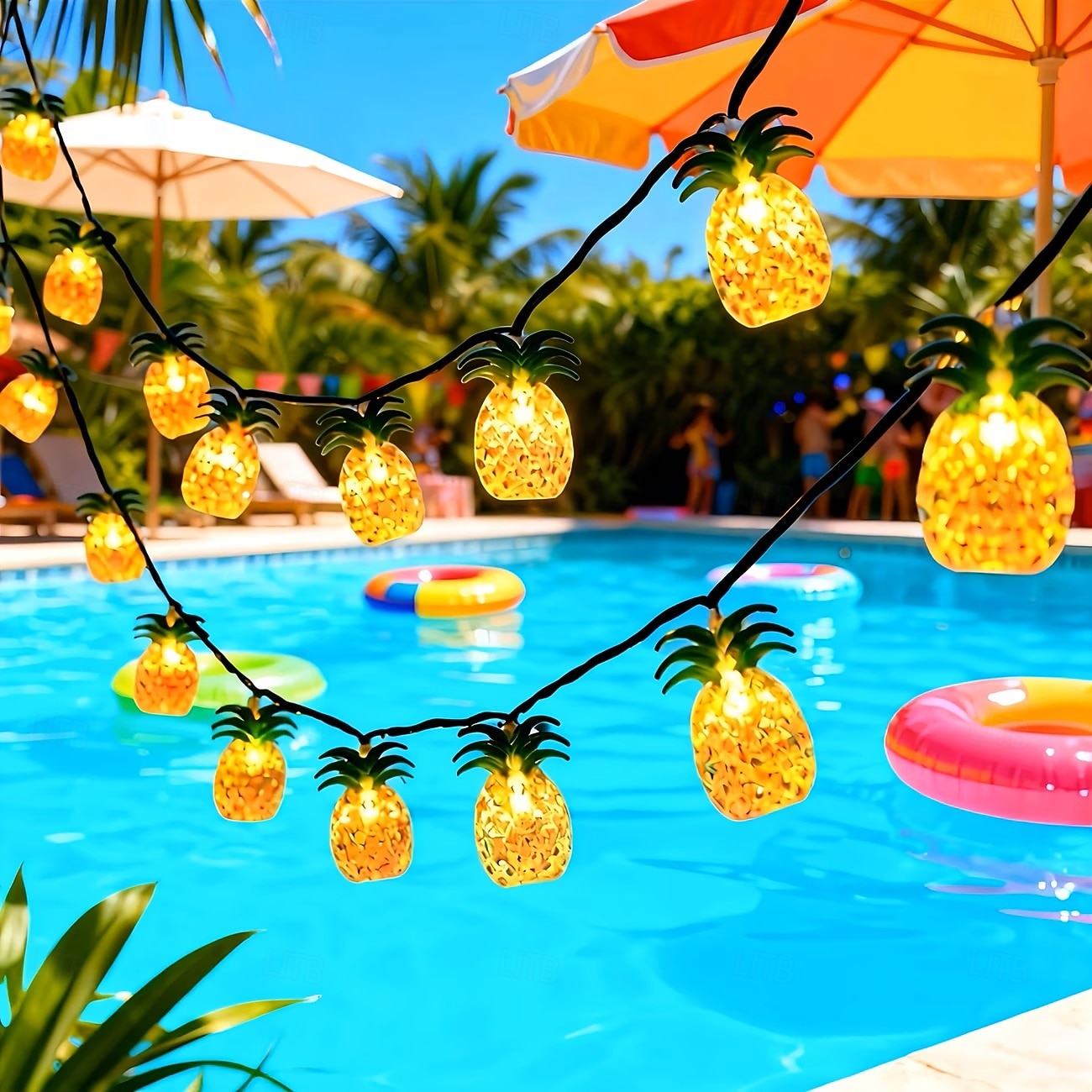 Guirnalda de luces solares con forma de piña, 30 LED, luces tropicales de verano de 4,5 m, ideal para patios, familias, bodas, dormitorios, cumpleaños y decoración de jardines tropicales hawaianos. 2026 - $25.99 –P6