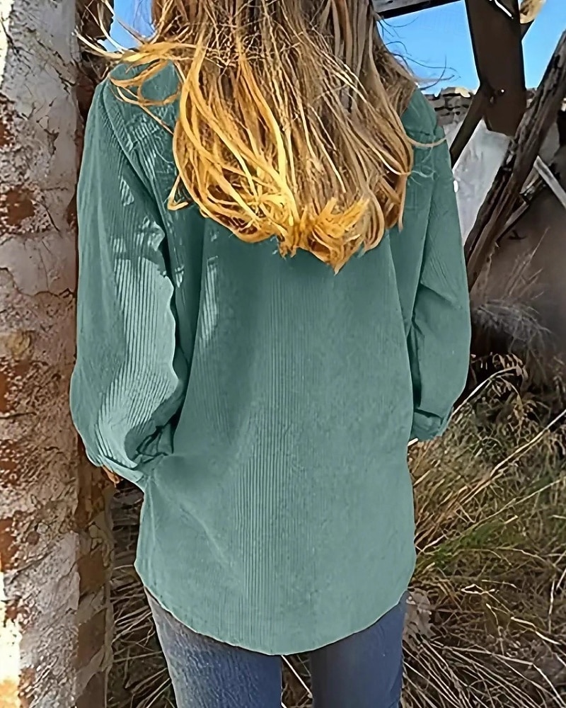 Per donna Camicia Camicia button-down Camicia casual Tasca Bottoni Semplice Vintage Elegante Classico Manica Lunga Colletto a Camicia Top Regolari Quotidiano Ferie Uscire Marrone Verde Estate del 2026 a $42.99 –P6