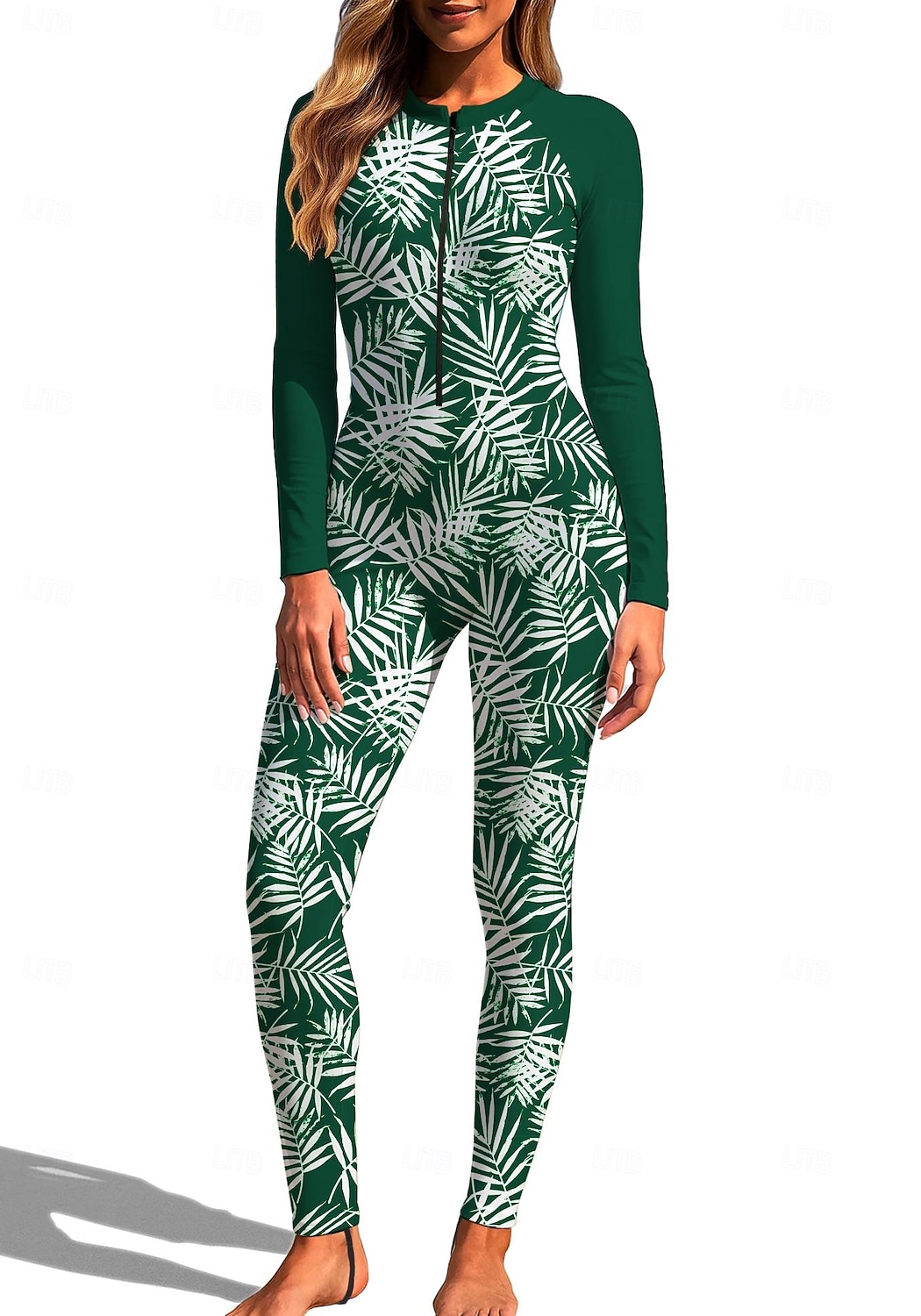 Per donna Standard Top sottomuta Rash Guard completo per il corpo Costume da surf intero Floreale Tropicale Con zip con reggiseno incorporato Cerniera Frontale Protezione Solare UV Coppa larga UPF50+ del 2026 a $49.99 –P9