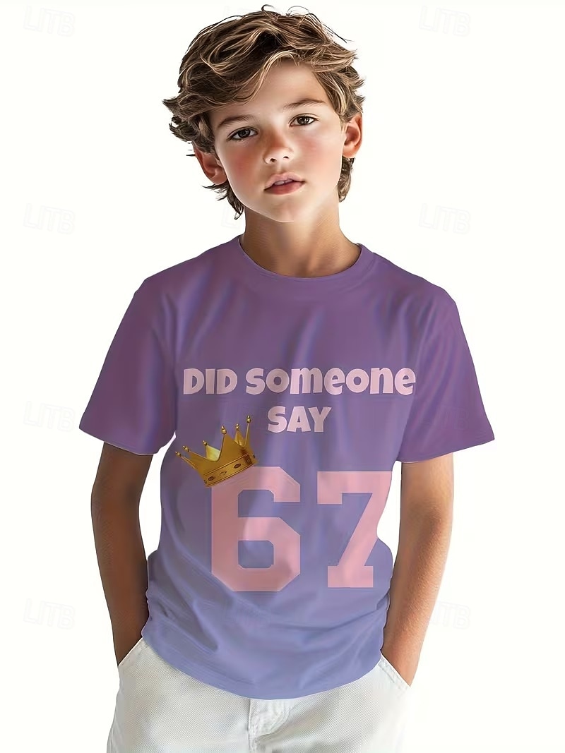 Chico 3D Graphic Jerga divertida 67 Camiseta Manga Corta Impresión 3D Verano Primavera Deportes Moda Ropa de calle Niños 4-12 años Cuello Barco Casual Diario Exterior Ajuste regular 2026 - $13.99 –P1