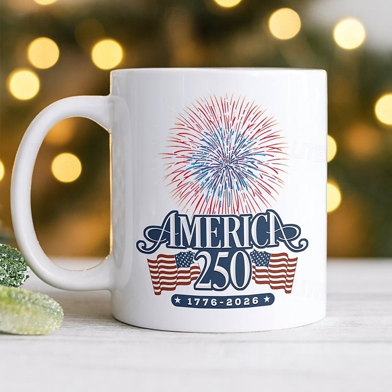 Tasse zum 250. Jahrestag der Vereinigten Staaten, patriotisches Geschenk, Keramik-Kaffeebecher zum 550. Jahrestag, 1776–2026 Amerika 250, Geschenk zum Unabhängigkeitstag (4. Juli) für Männer und 2026 - $16.99 –P5