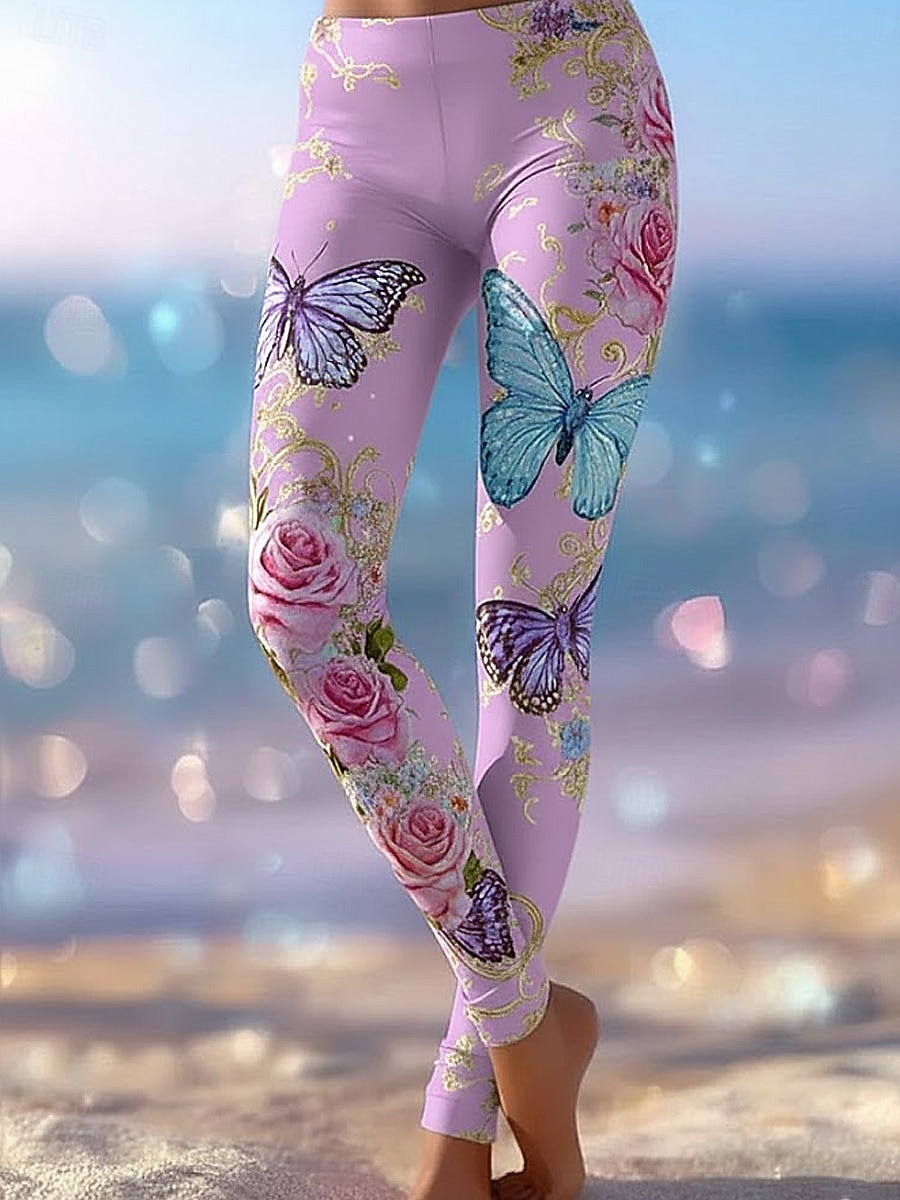 Γυναικεία Παντελόνια Κολάν Άνετα κολάν Διακοπές Βασικό Καθημερινό Πλήρες μήκος Ψηλή Μέση Πεταλούδα Λουλούδι Ελαστική μέση Στάμπα Άνεση Ικανότητα να αναπνέει Άνετο Ελαστικό Διακοπές Επίσημο Δρόμος 2026 - $21.99 –P4