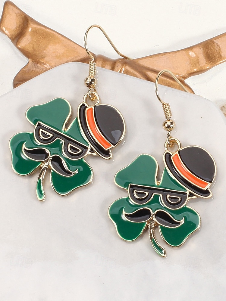Damörhängen i legering med hängen till fest, St. Patrick's Day-motiv, flermönster med shamrock och pyssling, roliga festliga irländska smycken för högtidsfester, parader och festkläder 2026 - $7.99 –P8
