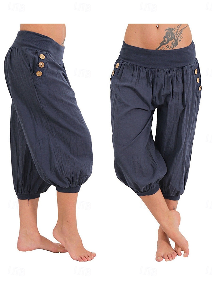Γυναικεία Κάπρι παντελόνια Θρασύς κινέζικα Καλοκαιρινό σορτς Κομψό Διακοπές Βίντατζ Πλήρες μήκος Μεσαία Μέση Συμπαγές Χρώμα Κουρελού Τσέπη Ελαστική ζώνη μέσης Άνετα Αναπνέει Ανελαστικό 2026 - $18.49 –P6
