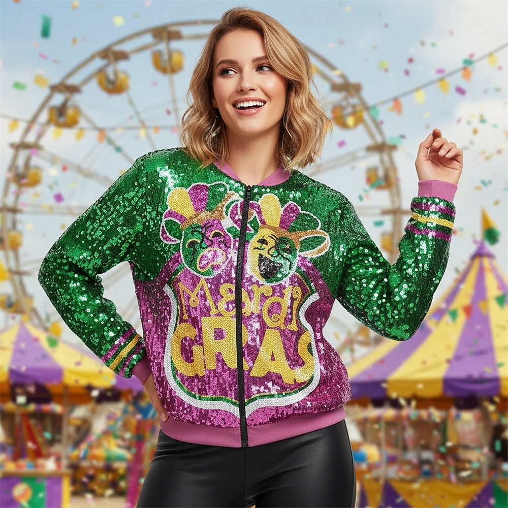 Марди Гра 2026 Карнавальный костюм Вечеринка Блестящие Веселая Пайетки Взрослые Жен. Карнавал Для вечеринок Одеваемся 2026 - ₪215 –P1