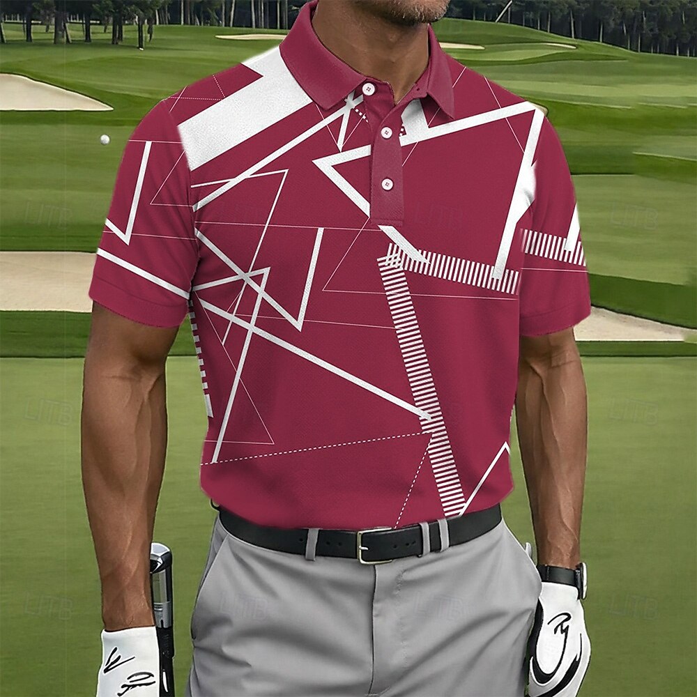 Men's Geometic Golf Sports Polo Shirts Short Sleeve Polo Shirts Collared Shirts Casual Athleisure Buttons Spring & Summer Blue Red Purple 2026 - $21.99 –P3