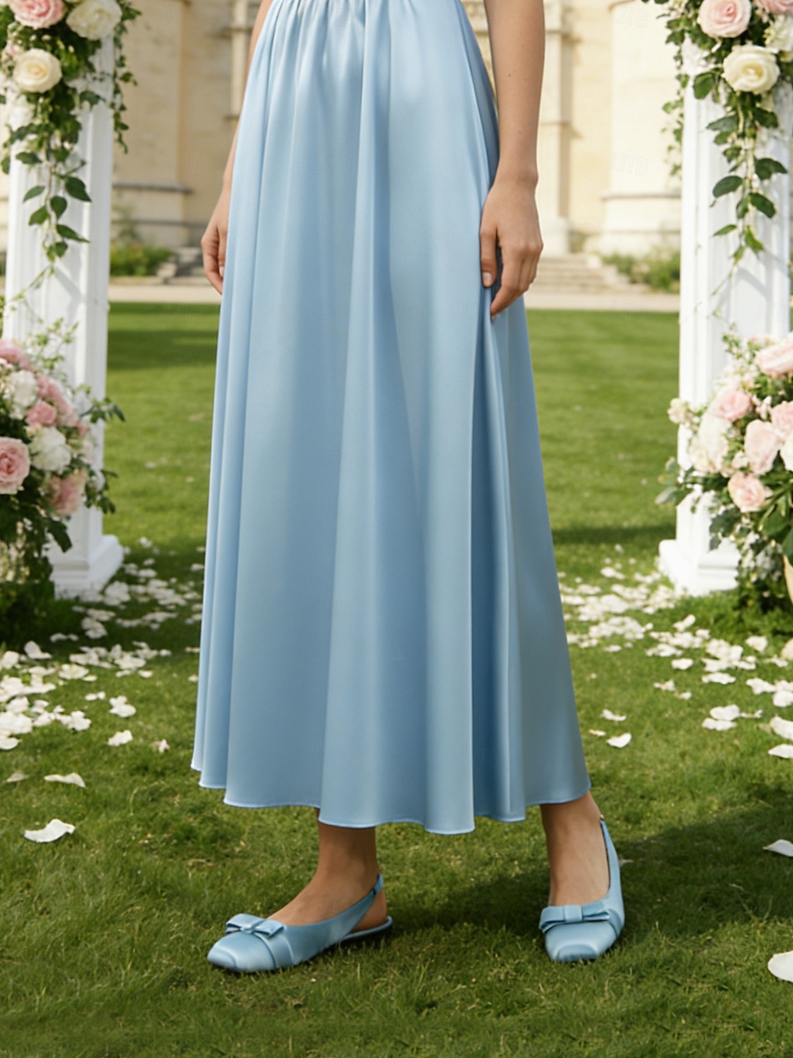 Chaussures plates bleu clair à nœud pour femmes, élégantes et confortables, idéales pour les demoiselles d'honneur lors de mariages en plein air dans un jardin. de 2026 ? $34.99 –P2
